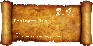 Rosinger Ida névjegykártya